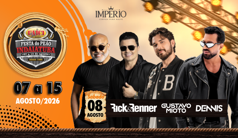 Rick e Renner + Gustavo Mioto + Dennis - Faici Festa do Peão de Indaiatuba 2026 em Indaiatuba - Rick e Renner + Gustavo Mioto + Dennis