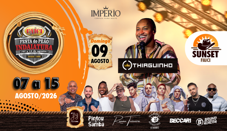 Sunset Faici: Thiaguinho + Convidados - Faici Festa do Peão de Indaiatuba 2026 em Indaiatuba