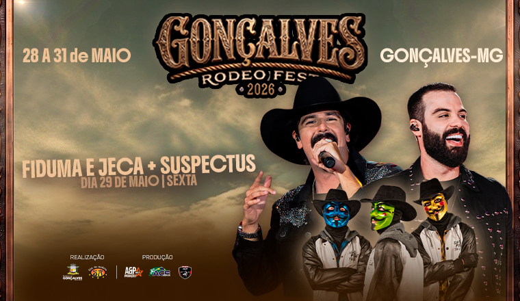 Fiduma e Jeca + Suspectus - Gonçalves Rodeo Fest 2026 em Gonçalves - Fiduma & Jeca + Suspectus