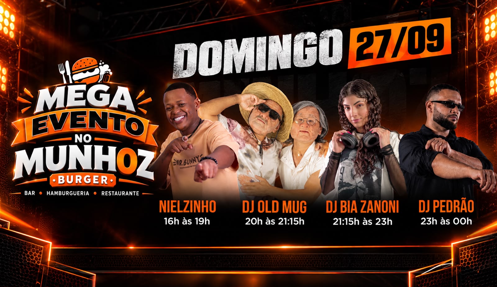 Domingo - Mega Evento no Munhoz Burger em Vera Cruz